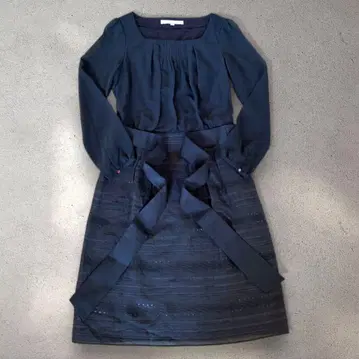 네이비 긴팔 롱 원피스 M 사이즈