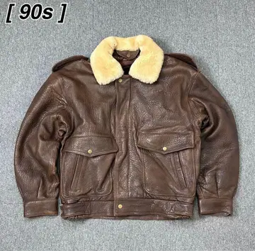 90s A-2 가죽 자켓 블루종 옷깃 보아 A2 플라이트 자켓