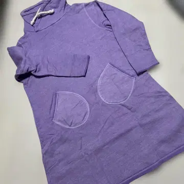 Good One 보라색 긴팔 원피스 포켓 부착