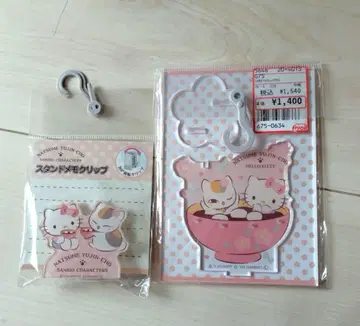 나츠메 우인장 헬로키티 아크릴 스탠드 클립 콜라보 냥코 선생님