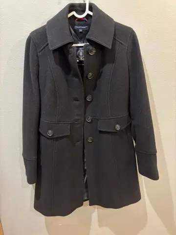 타미힐피거 코트 안감 부착 울 x 나일론 S 블랙