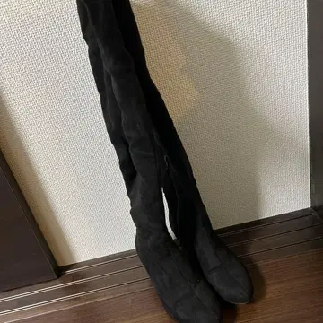 블랙 스웨이드 롱 부츠