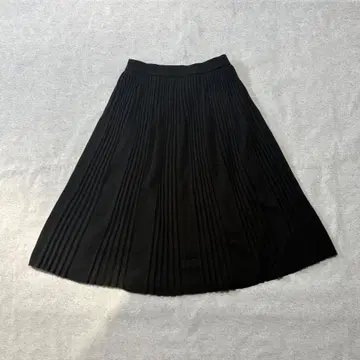 00s 빈티지 니트 플리츠 스커트 블랙 겨울 일본제 y2k