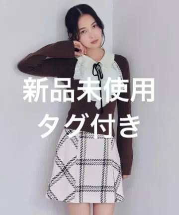 SNIDEL Sustainable 로빙 체크 미니 스커트 아이보리