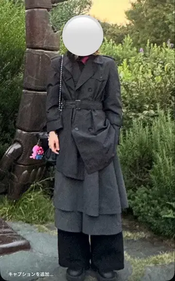 다크 그레이 트렌치코트 허리 벨트 포함