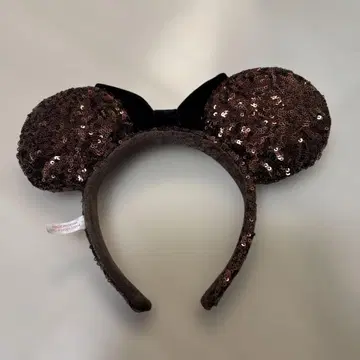 도쿄 디즈니 리조트 귀 머리띠 스팽글 브라운