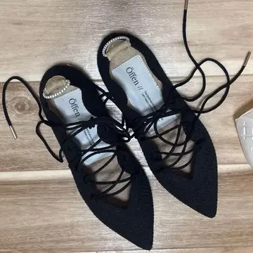 ffen 블랙 스틸레토 레이스업 슈즈 36 23.0cm