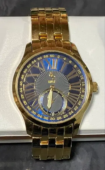 작동품 골드 블루 다이얼 아날로그 손목시계 MUSK 무스크