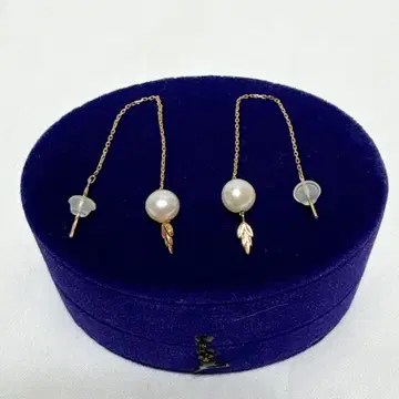 [ 레어 ] agete 아가트 귀걸이 펄 리프 k10 골드 박스 포함