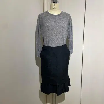 ROCHAS 부클레 자카드 페플럼 타이트 스커트