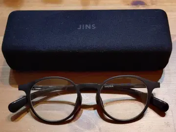 JINS SAUNA 블랙 안경 부속 케이스 포함 무도수