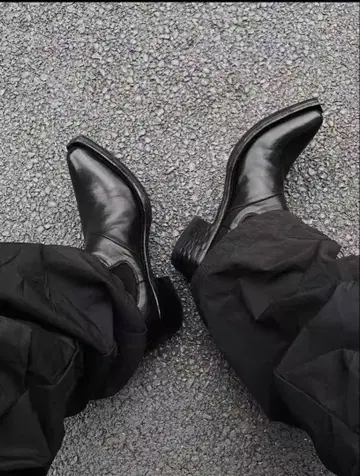 가죽 첼시 부츠 블랙