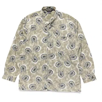 빈티지 폴리에스테르 카우보이 패턴 긴팔 셔츠 폴리 셔츠 남성용 XL