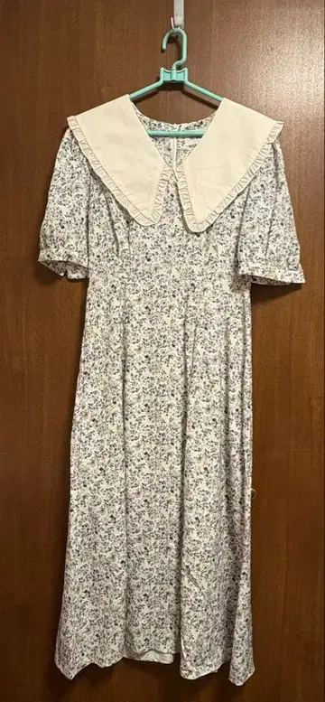 mybalentin 꽃무늬 반팔 카라 부착 롱 원피스