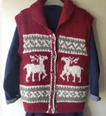 핸드메이드 카우친풍 루돌프 무늬