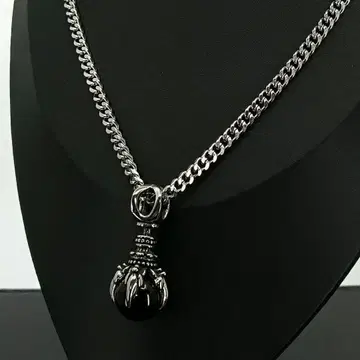 빈티지 실버 블랙 볼 네일 목걸이 펜던트