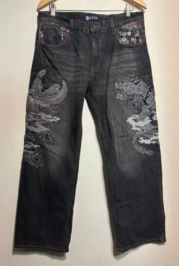 자수 데님 팬츠 XL