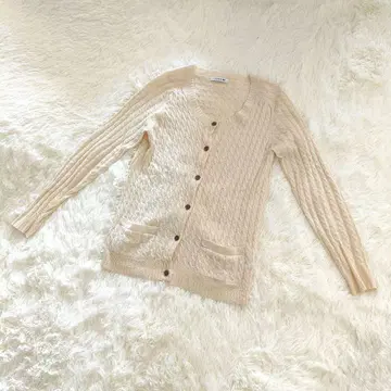 LACOSTE 라코스테 케이블 니트 가디건 캐시미어 혼방