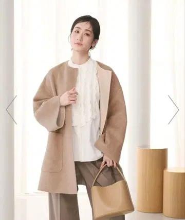 [ 새상품급 ] UNITED ARROWS 바이컬러 리버 미들 코트