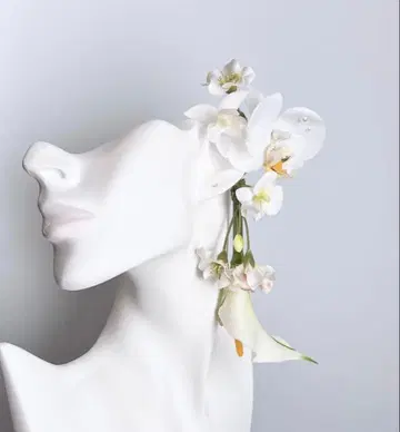 일본 의류 시로무쿠 성인식 결혼식 화이트 플라워 이어커프