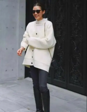 ELLLE 엘리 부클 니트 가디건