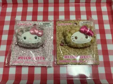 산리오 헬로키티 레오파드 무늬 갸루곰 헤어 클립 2개 세트