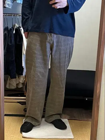 체크 와이드 팬츠 구제 의류