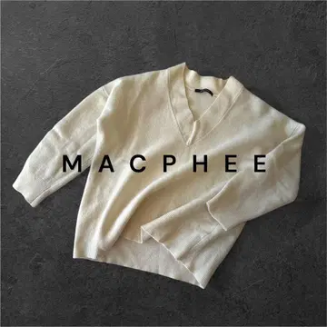 MACPHEE 아이보리 화이트 V넥 니트 스웨터 울 풀오버