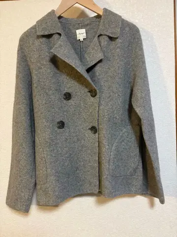 airpapel 그레이 더블 브레스트 피 코트 M