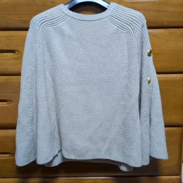 LOUNIE 베이지 니트 상의 판초