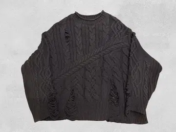 HARE 데미지 케이블 니트 풀오버 FREE 사이즈 데미지 가공