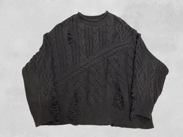 HARE 데미지 케이블 니트 풀오버 FREE 사이즈 데미지 가공