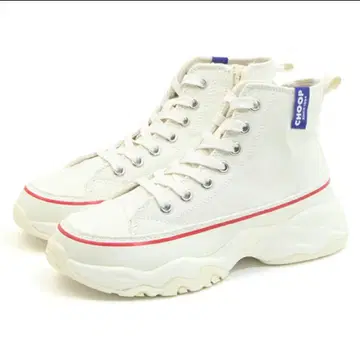 하이컷 통굽 스니커즈 경량 지퍼 화이트 스니커즈 통학 체육 23