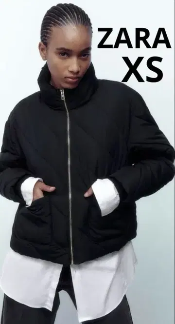 ZARA 블랙 퀼팅 다운 자켓 숏 기장 XS