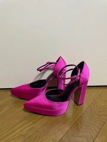 ZARA 하이힐 펌프스 파티 스트랩 새틴 핑크
