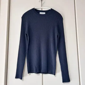 SLOBE IENA 슬로브 이에나 울 리브 크루넥 니트 네이비