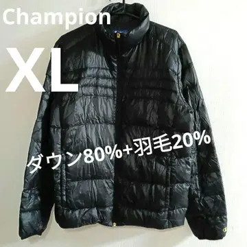 [ 챔피온 ] 다운 자켓 XL 골드 자수 집업 블랙