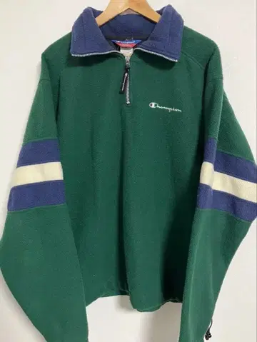 Champion 플리스 하프 지퍼 자수 로고 00s 빅 실루엣