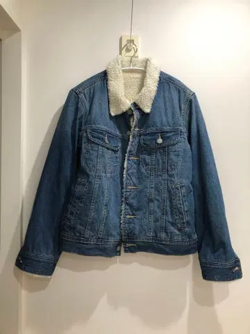 지유 GU 데님 보아 자켓 G 자켓 데님 자켓 보아