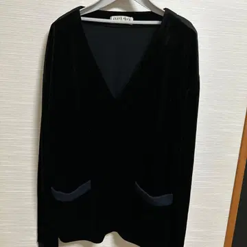 GRASS MENS 벨벳 가디건 블랙 기장 약 65cm