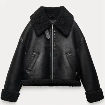 인기 ZARA 페이크 무스탕 자켓 블랙 xs