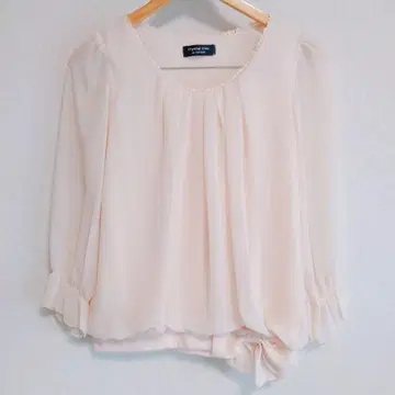 [ 미사용 새상품 ] 레스트로즈 긴팔 블라우스 리본 핑크