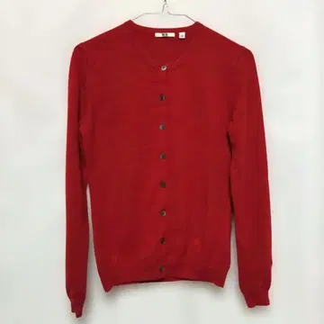 유니클로 긴팔 가디건 캐시미어 100% 레드 S 사이즈