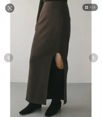 스타일 믹서기 U 슬릿 스트레이트 스커트 S 브라운