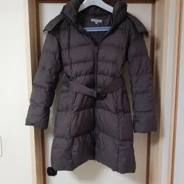 UNIQLO 벨트 & 후드 부착 롱 다운 코트 A라인 여성용 S 사이즈