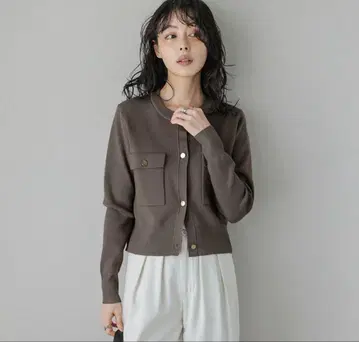 AMELY 모카색 니트 가디건 프리 사이즈