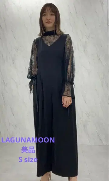 새상품급 LAGUNAMOON 블랙 LADY 사이드 레이스업 콤비네존 S