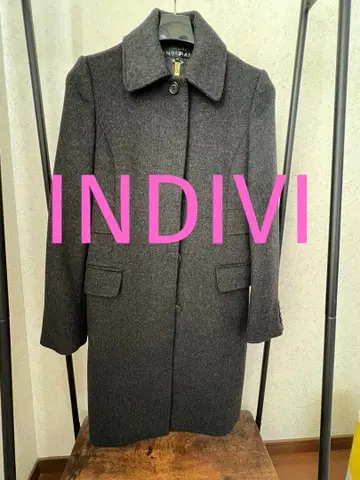 INDIVI 롱 양모 울 혼방 코트 그레이 38 사이즈