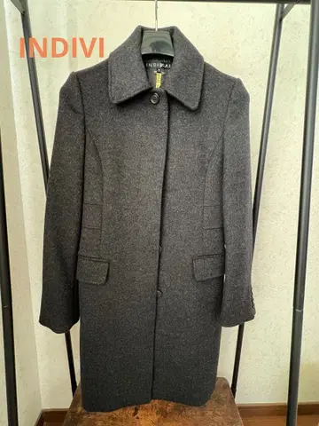 INDIVI 롱 양모 울 혼방 코트 그레이 38 사이즈