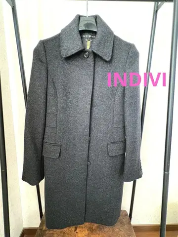 INDIVI 롱 양모 울 혼방 코트 그레이 38 사이즈